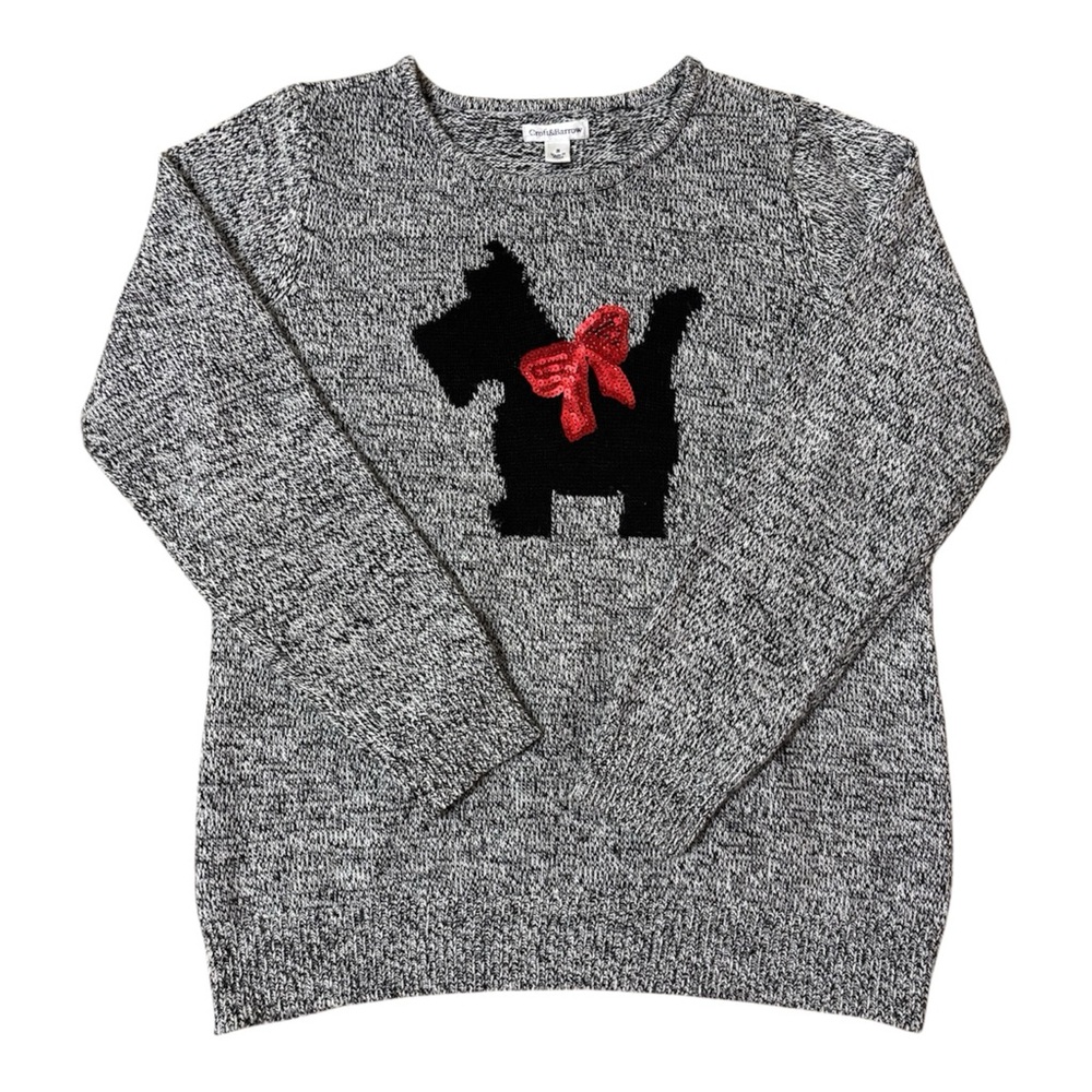 Croft & Barrow Black and White Knit Sweater -Sz Small -crew neck